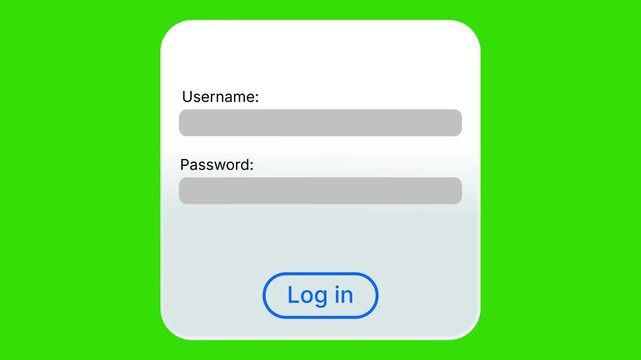 Neumorphic User Login Interface Window Motion Graphic Element On Green Screen