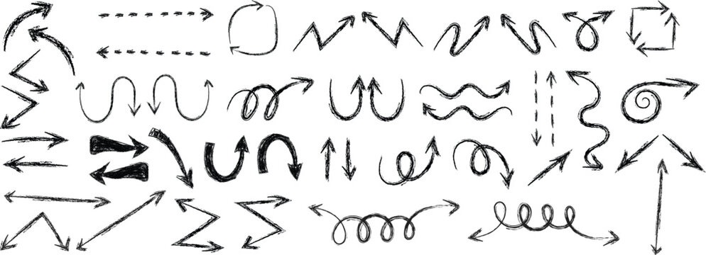 Collection of hand drawn arrows elements.