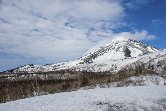 Snowcapped mountains in the Unesco world heritage site Shiretoko National Park, Hokkaido, Japan