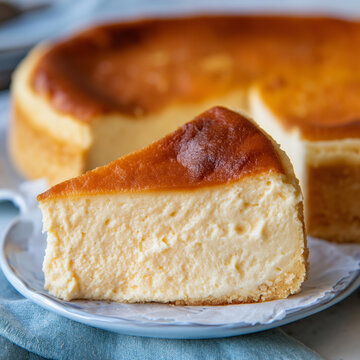 Creamy and delightful tart of cheese and condensed milk inviting taste buds on a sunny afternoon Generative AI