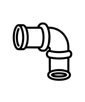Elbow Pipe Fitting Line Icon, Bold Vector Plumbing Connector Symbol for Construction and Repair Design