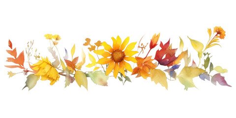 Obraz premium PNG Autumn flower sunflower painting pattern.