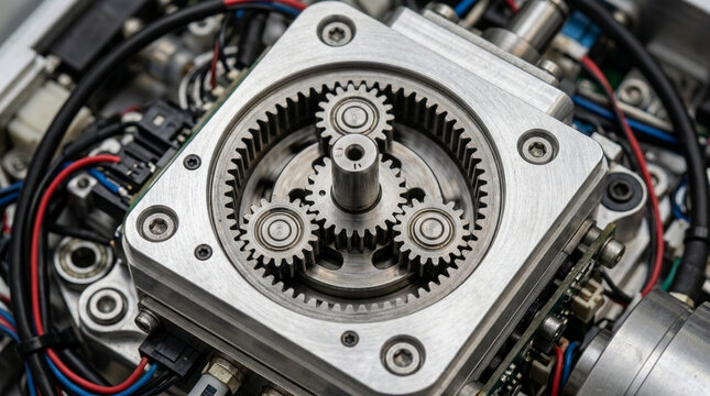 Precision planetary gearbox mechanism with spinning gears and wires