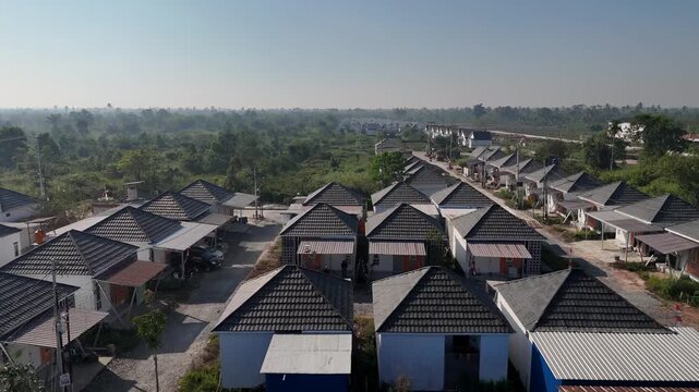 Rows of residential homes located in a suburban neighborhood of South Kalimantan Indonesia