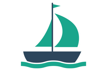 Fototapeta premium Sailing icon. solid icon style. icon related to marine tourism. holiday elements vector illustration