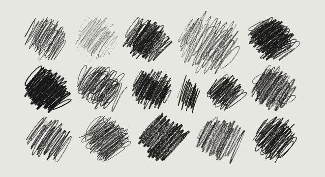 Hand Drawn Sketch Scribble Marks Collection Set for Artistic Graphic Design Elements and Textured Background Decoration