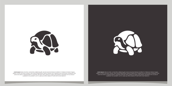 Minimalist tortoise reptile animal silhouette icon vector illustration