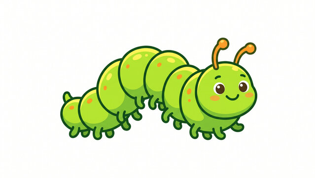 green caterpillar on a white background
