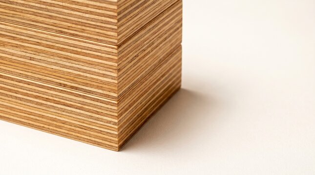 Minimal stacked plywood edge with warm natural grain