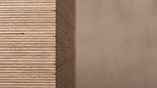 Close up plywood layers forming a stepped geometric shape