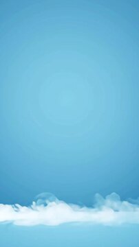 Smooth white swirling mist animation rolling across bottom of bright blue background creating cinematic atmosphere for digital motion video projects
