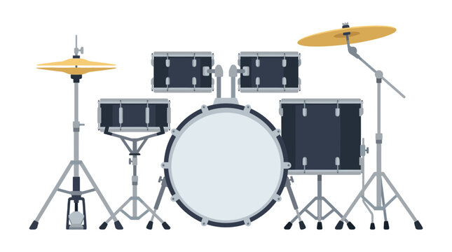 Minimalist Vector Illustration of a Professional Drum Kit
