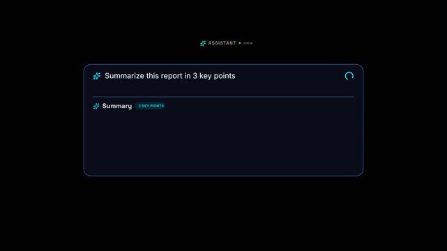 AI Chatbot UI Interface Animation with Summarizing Search Bar and Typing Text Effect for Digital Productivity and Technology Concepts.