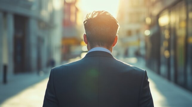 Businessman walking street