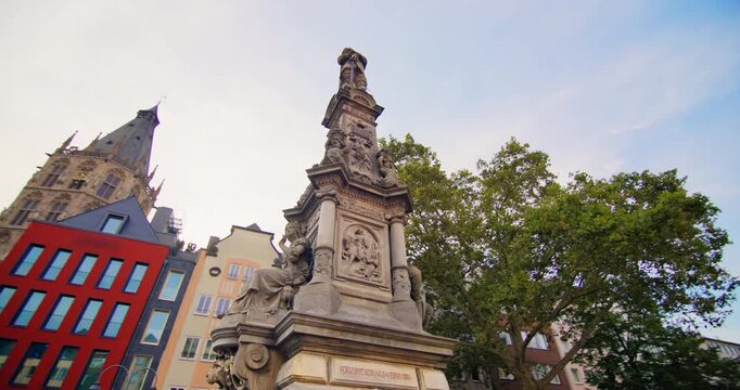 Jan von Werth fountain Alter Markt Cologne Germany historic landmark creates a beautiful urban cityscape in the heart of Cologne Old Town for European tourism