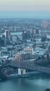   
A dramatic RAAF low‑altitude jet flyover soaring above Brisbane&rsquo;s Story Bridge during the annual Riverfire festival.