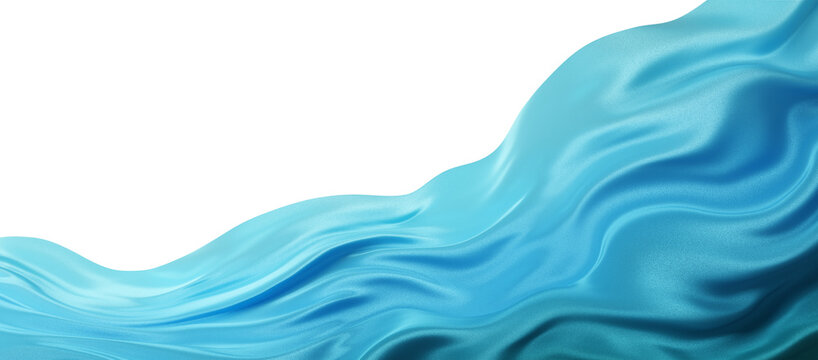 Abstract blue fabric waving isolated on transparent background with copy space design for Summer tropical concept banner design 3D render