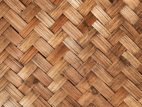 Natural woven bamboo texture with diagonal weave pattern