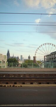 Architecture modern Cologne Rhine waterfront buildings cityscape highlights contemporary urban design and scenic tourist walking areas along the river in Germany
