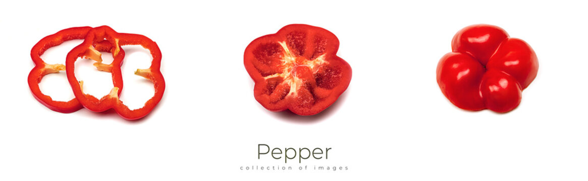 Red bell pepper on a white background. High quality photo