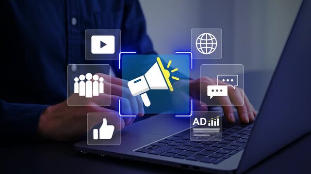Digital Marketing and Online Advertising Campaign with Megaphone, Social Media Engagement, Video Promotion and Brand Outreac