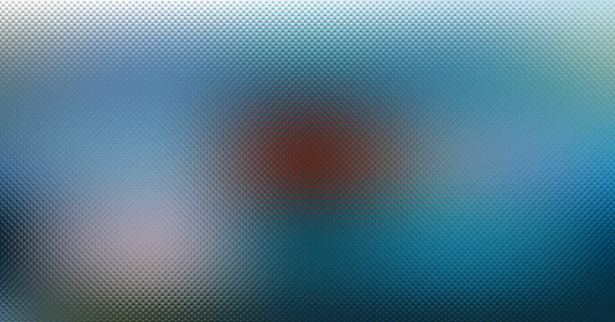 Abstract surface of textured glass with blurred blue and cool tones showing geometric grid light play
