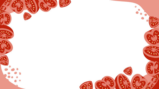 Fresh red tomato slices organic frame background presentation for healthy cooking