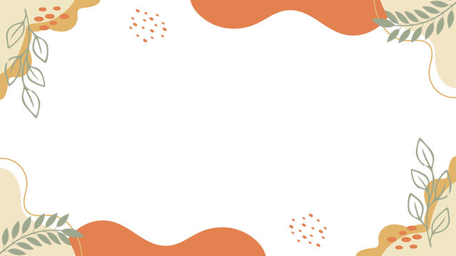 Earthy terracotta abstract background presentation with botanical leafy branches