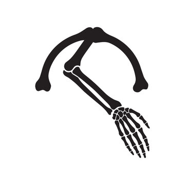 Black silhouette vector illustration of human skeleton arm and wishbone element