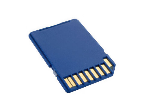 Blue sd memory card isolated on transparent background