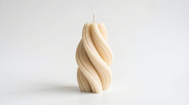 Mi imalist beige twisted pilla ca dle isolated o a clea white backg