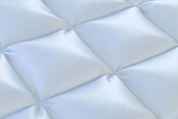 Obraz premium Light blue tufted quilted diamond pattern soft fabric texture for padded bedding and upholstery, comfortable plush textile for modern home interior bedroom decor