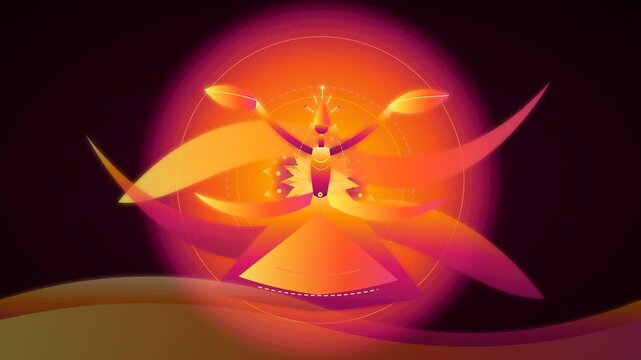 Vibrant abstract figures whirling in spiritual meditation