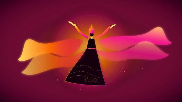 Whirling dervish pattern with vibrant gradient dancers