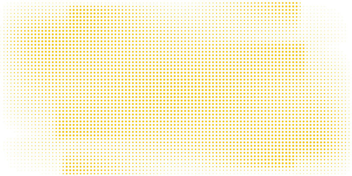 Yellow halftone grain texture. Faded dotted gradient pattern background. Grunge pixel cartoon overlay backdrop. Anime or manga golden wavy noise cover. Raster comic pop art gradation wallpaper. Vector