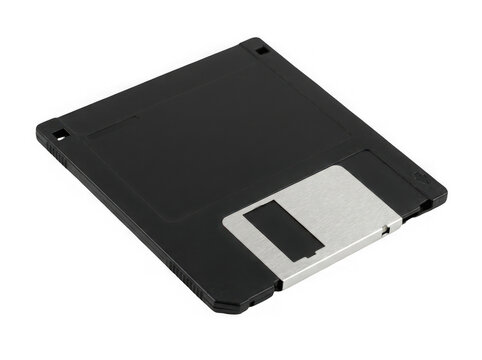 Black floppy disk isolated on transparent background