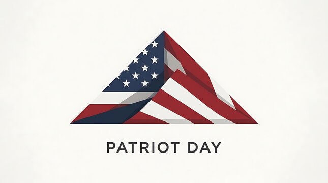 American flag folded into a triangle, minimal Patriot Day text, elegant flat vector illustration