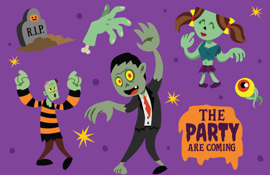 Halloween Zombie Party Illustration