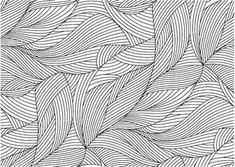 Black leaf line art pattern png, abstract organic wave line background, nature leaf texture overlay, minimalist wavy linework vector graphic isolated on transparent background © Charan suvvada 