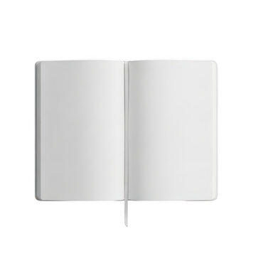 Open blank notebook with ribbon bookmark isolated on transparent background