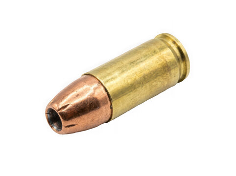 Single hollow point bullet isolated on transparent background