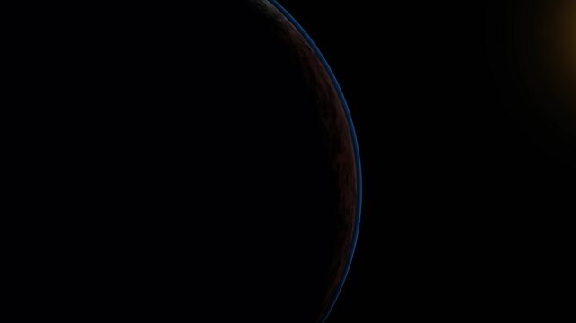 Cinematic visualization of a hypothetical planetary engineering process transforming the surface and climate of Mars, showing atmospheric development, polar ice retreat, moisture expansion, and emergi
