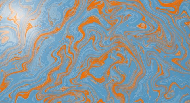 Abstract liquid swirl pattern in blue and orange colors