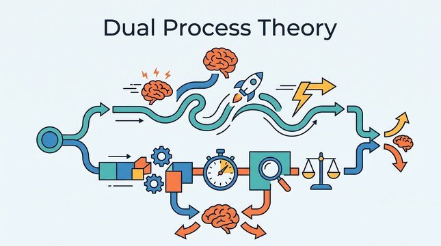 Dual process theory cognitive architecture flowchart showing intuitive and analytical mental processing