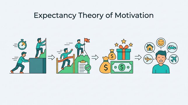 Expectancy theory of motivation process diagram showing effort performance and reward relationships