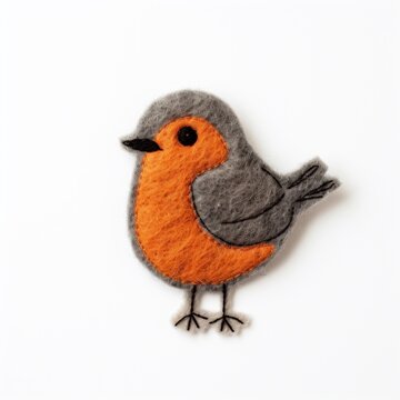 Felt stickers of a single bird animal robin beak.