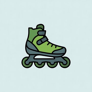 Green inline skate shoe for roller skating activity