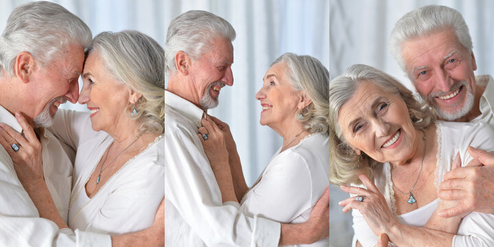 Happy Senior Couple and Friends Dancing and Smiling at Home
