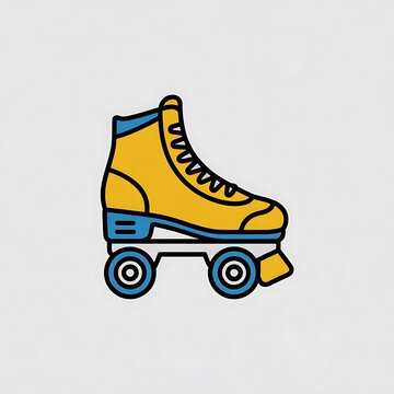 Yellow roller skate icon illustration