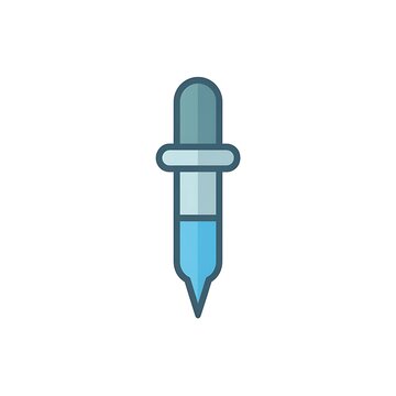 Blue dropper tool icon for laboratory and medical science